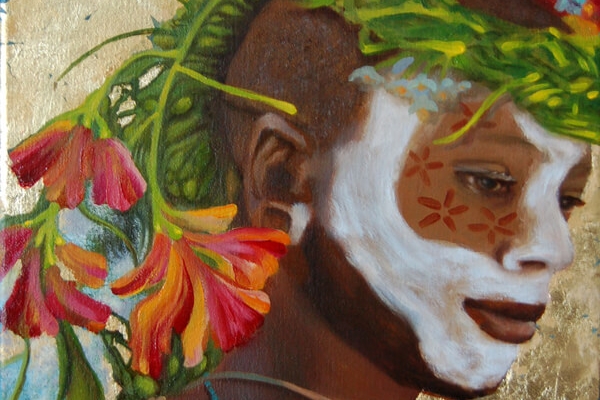 Kinderportrait-Tribes-Omo-Öl auf Leinwand-Anja Brinkmann