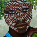 Kinderportrait-Tribes/ Omo-Öl auf Leinwand-Anja Brinkmann