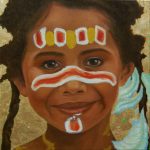 Kinderportrait-Tribes-Australien-Öl auf Leinwand-Anja Brinkmann