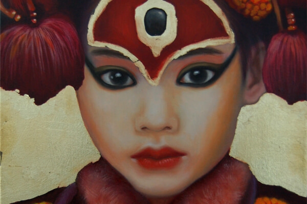 Kinderportrait-Tribes-Nepal -Öl auf Leinwand-Anja Brinkmann--