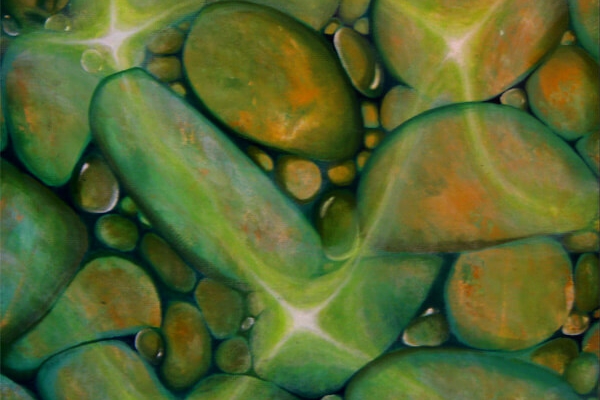 Malerei-Steine im Wasser I 2005-Acryl auf Leinwand-Anja Brinkmann