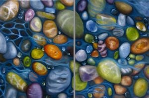 Malerei-Steine im Wasser I 2016-Öl auf Leinwand-Anja Brinkmann