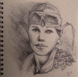Amelia Earhart-Zeichnung-Kugelschreiber-Anja Brinkmann