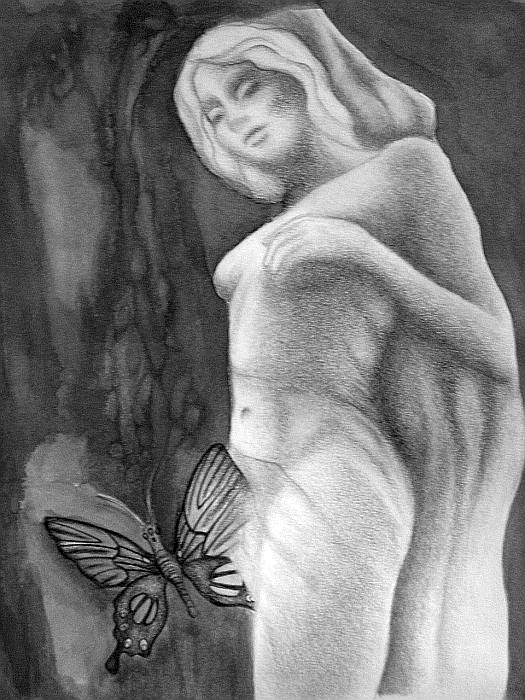 Steinskulptur einer Frau-Zeichnung- Anja Brinkmann